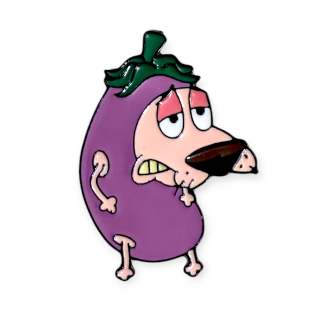 Courage The Cowardly Dog Enamel Pin: Eggplant Courage